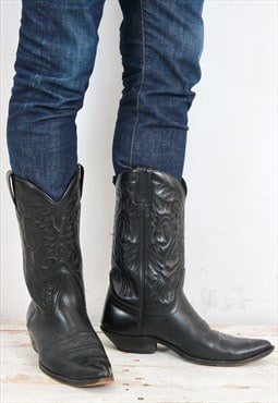 Sancho leather vintage Cowboy boots men western UK 9 pull on