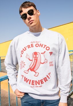 You're Onto A Wiener Men's Hot Dog Graphic Sweatshirt