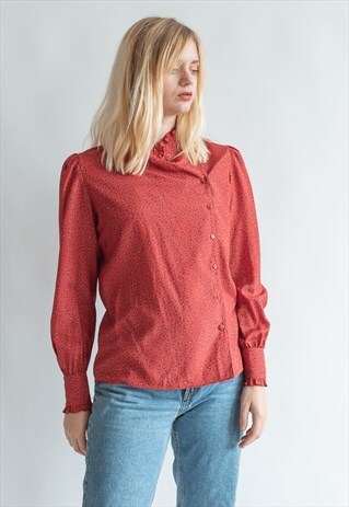 VINTAGE 70S PARIS CHIC BOHO SHIRT WITH PUFFER SLEEVE
