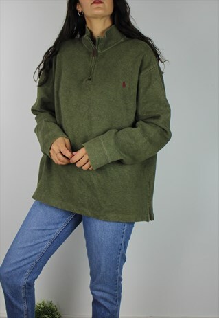 VINTAGE POLO RALPH LAUREN JUMPER SWEATSHIRT W LOGO FRONT