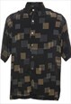 Vintage Geometric Pattern Black 1990s Shirt - M