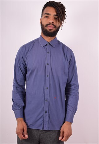 MOSCHINO MENS VINTAGE SHIRT MEDIUM BLUE 90S