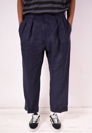 POLO RALPH LAUREN MENS VINTAGE TROUSERS W36 L28 NAVY 90S