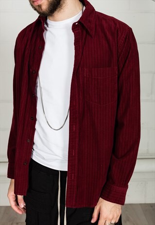 VINTAGE BURGUNDY CORDUROY SHIRT