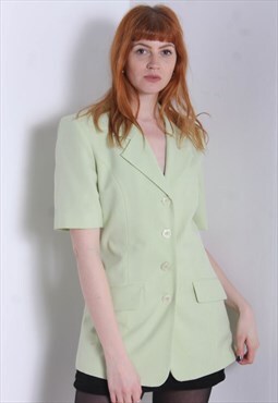 Vintage 80's Womens Short Sleeve Blazer Jacket - Green MK