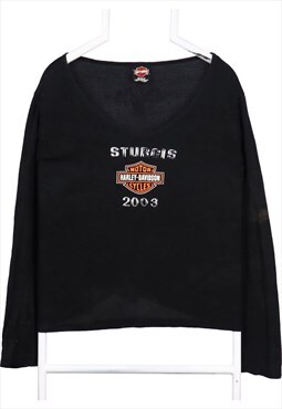 Harley Davidson 90's Sturgis V Neck Long Sleeve T Shirt Larg
