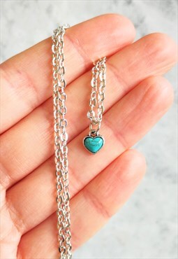 Tiny Turquoise Heart Minimalist Necklace