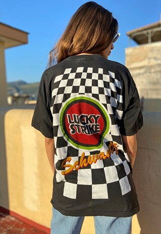 VINTAGE 90S RACING LUCKY STRIKE SCHWANTZ T-SHIRT
