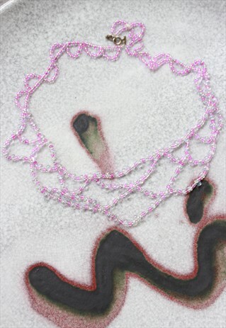 90S PINK BEADED NECKLACE CHOCKER