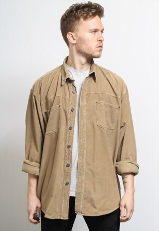 VINTAGE CORDUROY CORD SHIRT BROWN