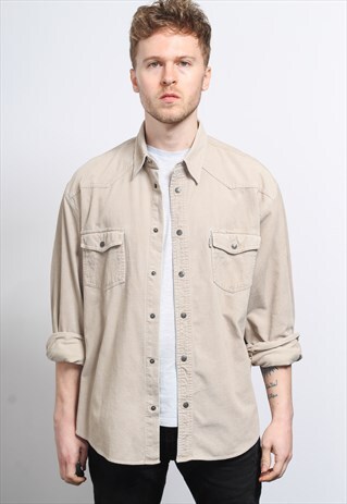 VINTAGE CORDUROY CORD SHIRT BEIGE