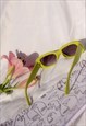 LIME GREEN ROUNDED RECTANGLE 90S LOOK SUNGLASSES