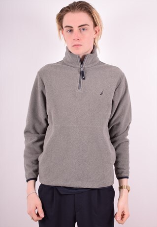 NAUTICA MENS VINTAGE FLEECE JUMPER XS GREY 90S