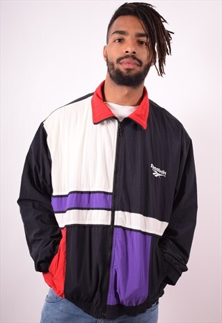 REEBOK MENS VINTAGE TRACKSUIT TOP JACKET XL MULTI 90S