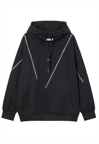 UTILITY HOODIE JAPANESE STYLE PULLOVER GORPCORE JUMPER BLACK