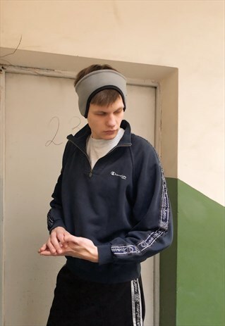 CHAMPION VINTAGE GREY FLEECE EARS CAP HAT FROM 90S