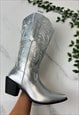 COWBOY BOOTS SILVER WESTERN COWGIRL BOOTS