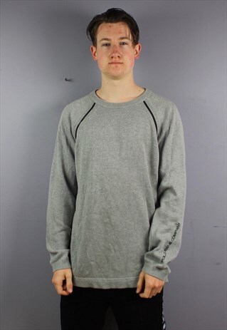 VINTAGE POLO JEANS RALPH LAUREN KNIT SWEATSHIRT IN GREY WITH