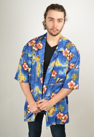 VINTAGE ABSTRACT CRAZY PATTERN FESTIVAL SHIRT