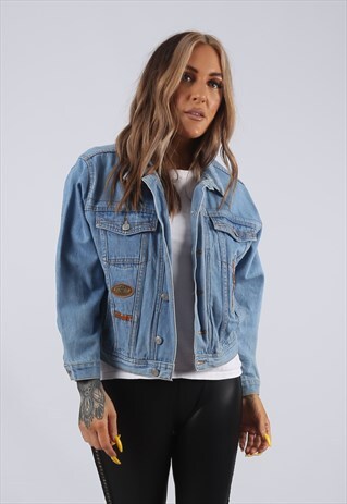 VINTAGE Y2K DENIM JACKET UK 8 XS (CF6J)