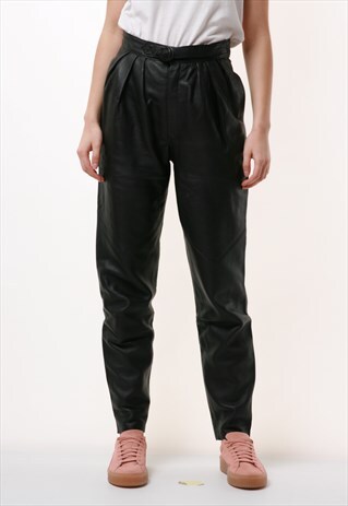 80S VINTAGE LEATHER MOMS HIGH WAISTED TROUSERS 1261