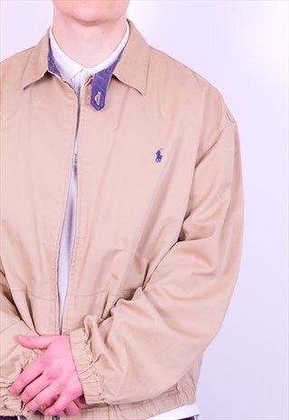 VINTAGE RALPH LAUREN HARRINGTON JACKET IN BEIGE XL