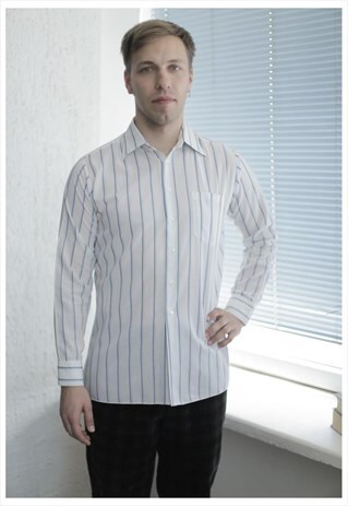 VINTAGE 90'S CLASSY WHITE STRIPPED LONG SLEEVE SHIRT
