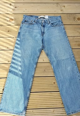 Levi 529 Straight Wide Leg Stonewashed Striped Blue Jeans