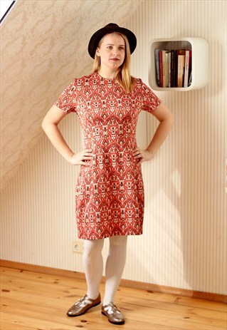 ORANGE BLACK GOLD VINTAGE DRESS