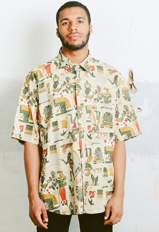 VINTAGE EGYPTIAN PRINT SHIRT