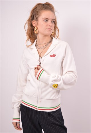 VINTAGE PUMA FERRARI TRACKSUIT TOP JACKET WHITE