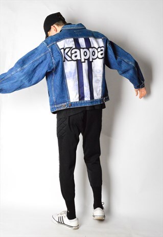 REWORKED VALENTINO VINTAGE 90S BLUE DENIM JACKET X KAPPA
