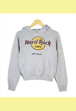 Vintage 90s Grey Hard Rock Cafe Spellout Keywest Hoodie