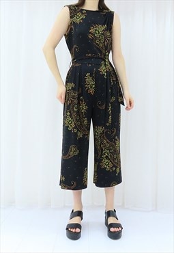 Y2K Vintage Black Floral Jumpsuit (Size M)