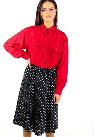 VINTAGE POLKA DOT PLEATED SKIRT ACSK34