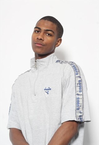 VINTAGE DIADORA 1/4 TOP GREY