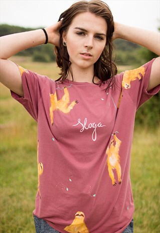 HAND PAINTED SLOTH YOGA T-SHIRT