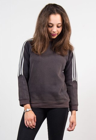 90'S ADIDAS BLACK THREE STRIPE SWEATSHIRT JUMPER