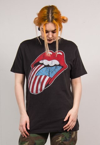 THE ROLLING STONES GREY TONGUE BAND T-SHIRT