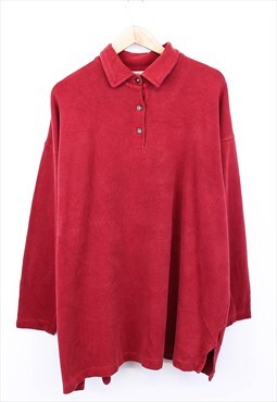 Vintage Eddie Bauer Knit Jumper Red Long Sleeve Henley Neck