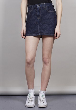 VINTAGE INDIGO BLUE LEVI'S MINI DENIM PENCIL SKIRT