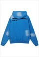 TIE-DYE HOODIE ROCK STAR PULLOVER SLOGAN JUMPER IN ACID BLUE