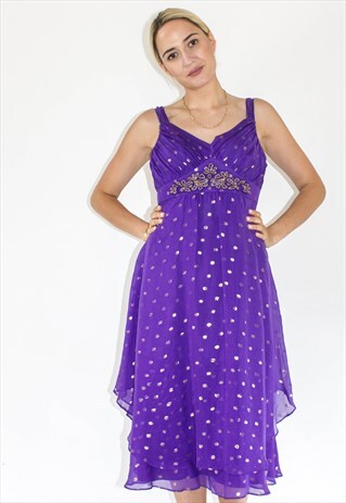 VINTAGE 90'S ESMERALDA PURPLE & GOLD PARTY DRESS