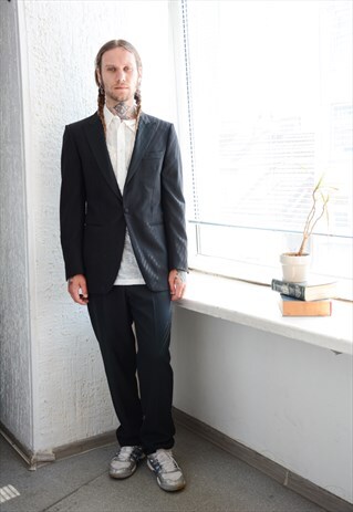 Vintage 70's Black Wool Suit Blazer Jacket