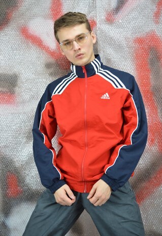 VINTAGE RED CLASSIC ADIDAS SPORTS BOMBER JACKET