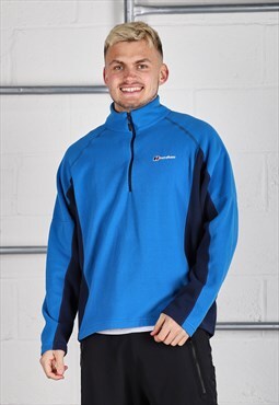 Vintage Berghaus Fleece in Blue 1/4 Zip Hiking Jumper XL