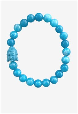 Peaceful Buddha Blue Angelite Beaded Gemstone Bracelet