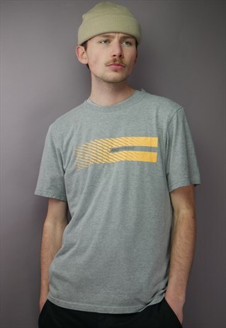 Vintage Nike Running Graphic T Shirt in Grey with Logo