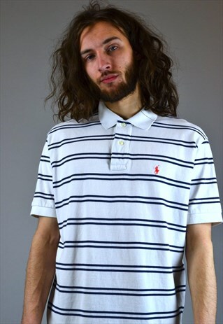 VINTAGE 90'S RALPH LAUREN STRIPED POLO SHIRT