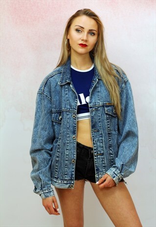 1990S VINTAGE ACID WASH OVERSIZED REWORKED DENIM JACKET